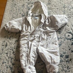 Clayeux Light Gray Puffer Jacket with Pale Yellow Accents